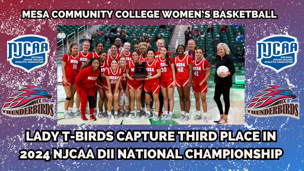 Mesa Thunderbirds Athletics (@tbird_athletics) on Twitter photo A historic season for our Lady T-Birds capped off by their best finish in the NJCAA DII National Championship since 2014! Read all about how Mesa captured the third place honors in the recap below!
mesatbirdsports.com/sports/wbkb/20…
Photo credit: <a href="/overtimejimmy1/">Overtimejimmy</a> A historic season for our Lady T-Birds capped off by their best finish in the NJCAA DII National Championship since 2014! Read all about how Mesa captured the third place honors in the recap below!
mesatbirdsports.com/sports/wbkb/20…
Photo credit: <a href="/overtimejimmy1/">Overtimejimmy</a>