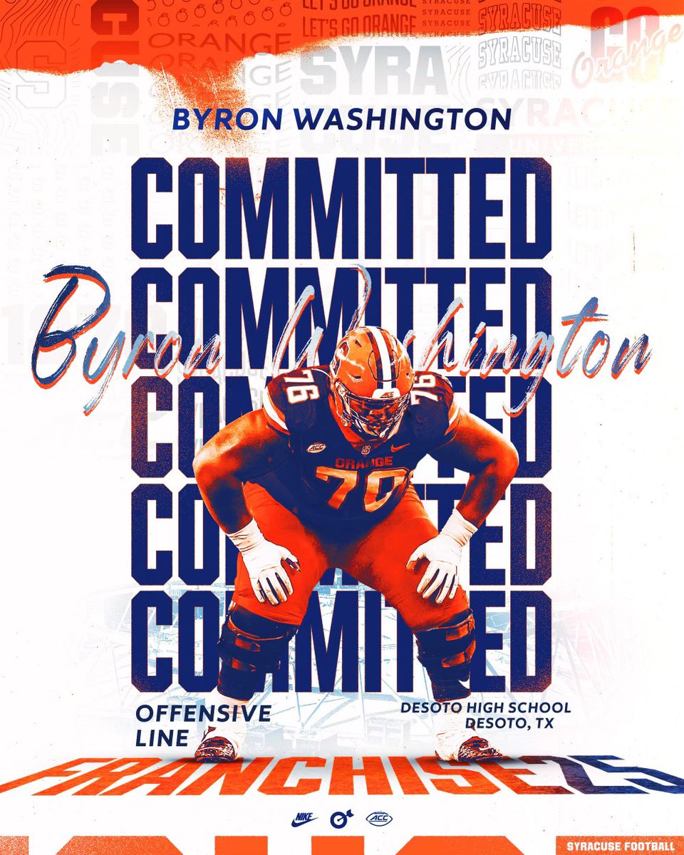 Committed🍊#FRANchise @CoachSweeny @iCoachTheHAWGS @FootballDesoto @CoachNickWill @FranBrownCuse @Coach_E_Rob @drwilliams131 @CoachEMarcCuse