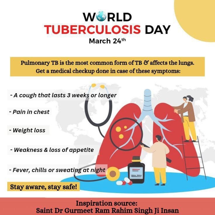 Alcohol consumption impairs the immune system,which increases risk of tuberculosis infection.About 68million people have taken pledged to never indulge in drug abuse or intoxicants of any kind under the insp. of Saint drMSG Insan. #WorldTBDay #WorldTuberculosisDay #YesWeCanEndTB