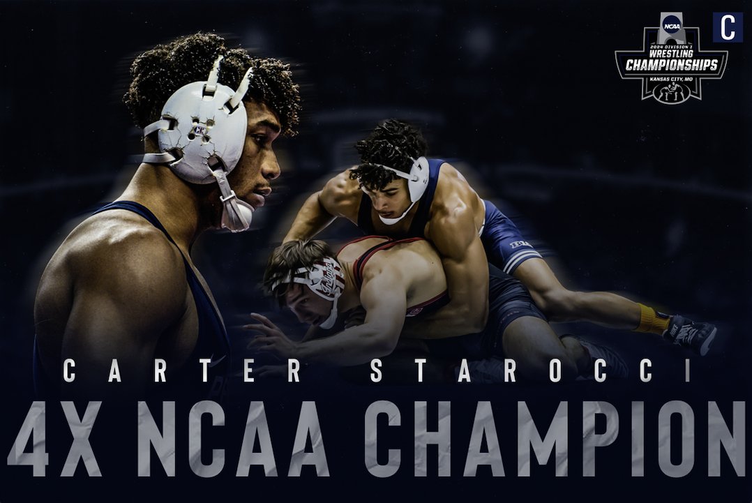 DailyCollegian's tweet image. CARTER STAROCCI MAKES HISTORY

Starocci's 2-0 victory over Ohio State's Rocco Welsh makes him the first 4-time national champion in program history
