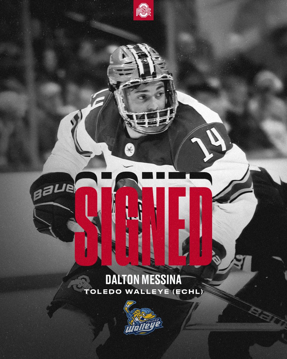 Busy few days for new #ProBuck Dalton Messina ... signed first pro contract with @ToledoWalleye, made his pro debut last night and scored his first TWO pro goals tonight! Congrats Dalton! #GoBucks