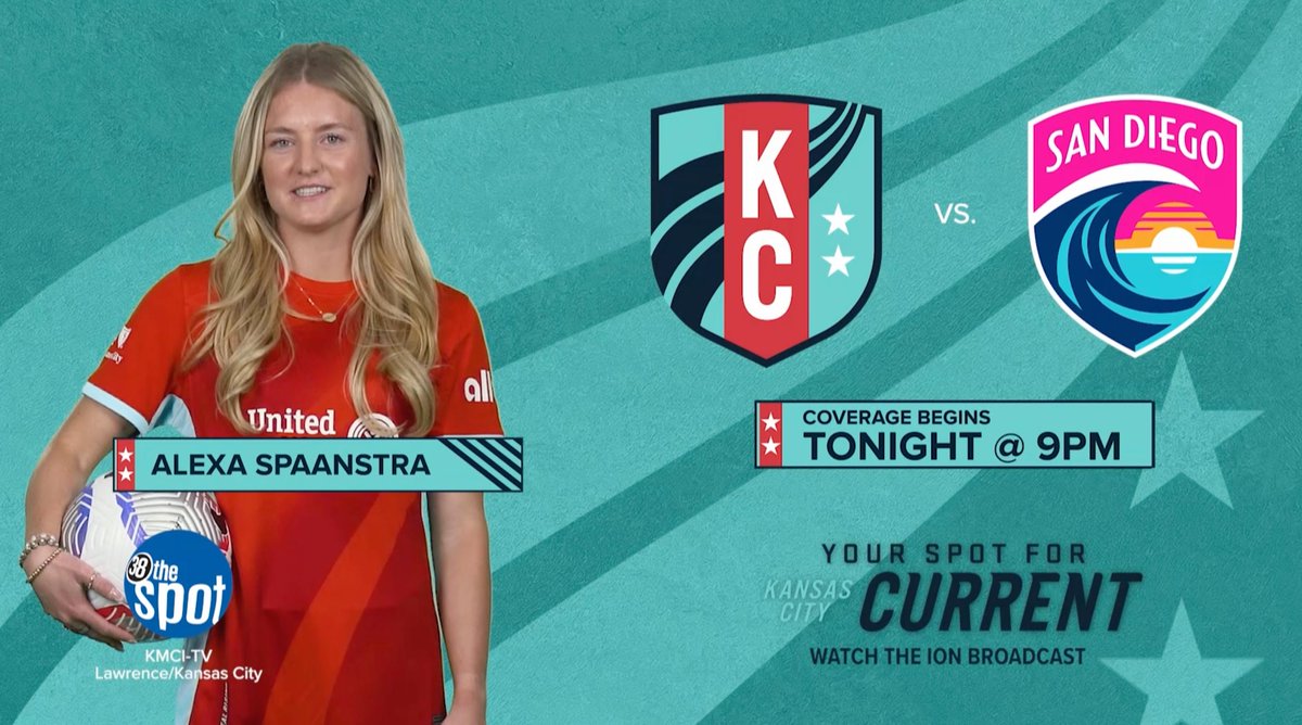 📷📷 LIVE AT 9PM | @thekccurrent are taking on San Diego Wave FC on @38thespot / KMCI-TV in Kansas City. #KCBaby #NWSL