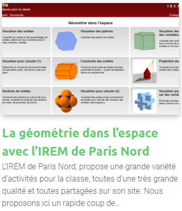 Sur le site de la @Irem_Tice, autre coup de projecteur sur le formidable travail des collègues de l’IREM de Paris Nord. ➡️ dgxy.link/ymtpl