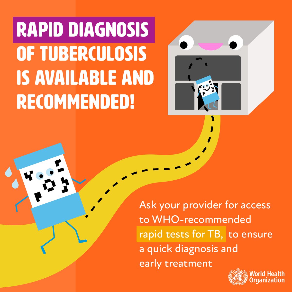 WHO recommends the use of rapid tests such as Xpert MTB/RIF Ultra & Truenat assays as the initial diagnostic test in all persons w/ #TB signs & symptoms. These tests have high diagnostic accuracy & will lead to major improvements in the early detection of TB & drug-resistant TB.