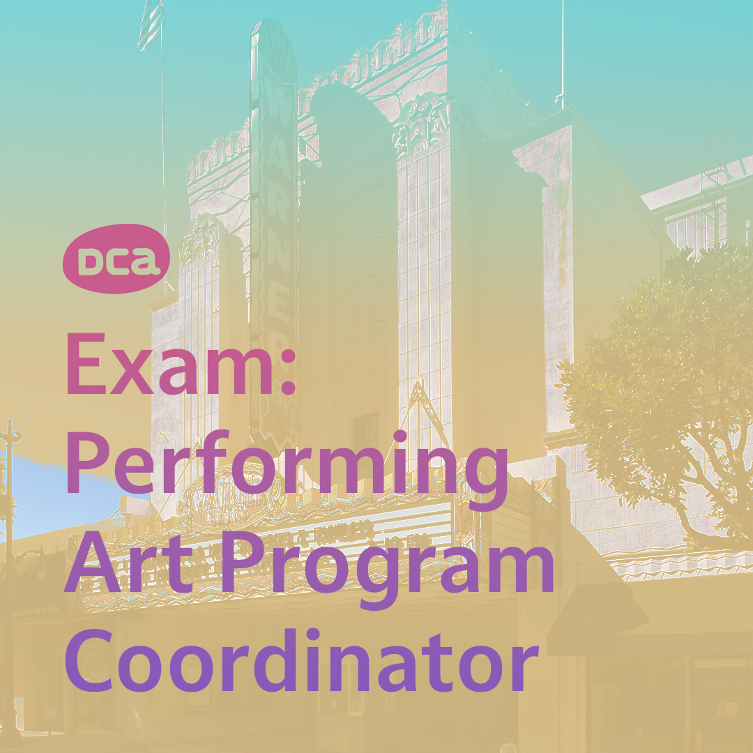The City of Los Angeles is seeking applicants for the Performing Art Program Coordinator civil service exam. Annual Salary: $60,698 to $88,781; $71,660 to $104,754 Please find details and the application here: governmentjobs.com/careers/lacity.