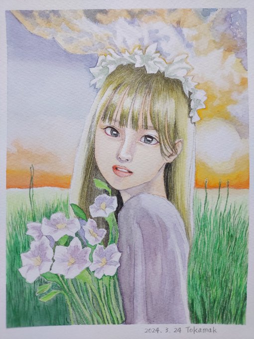「1girl sunset」 illustration images(Latest)｜2pages