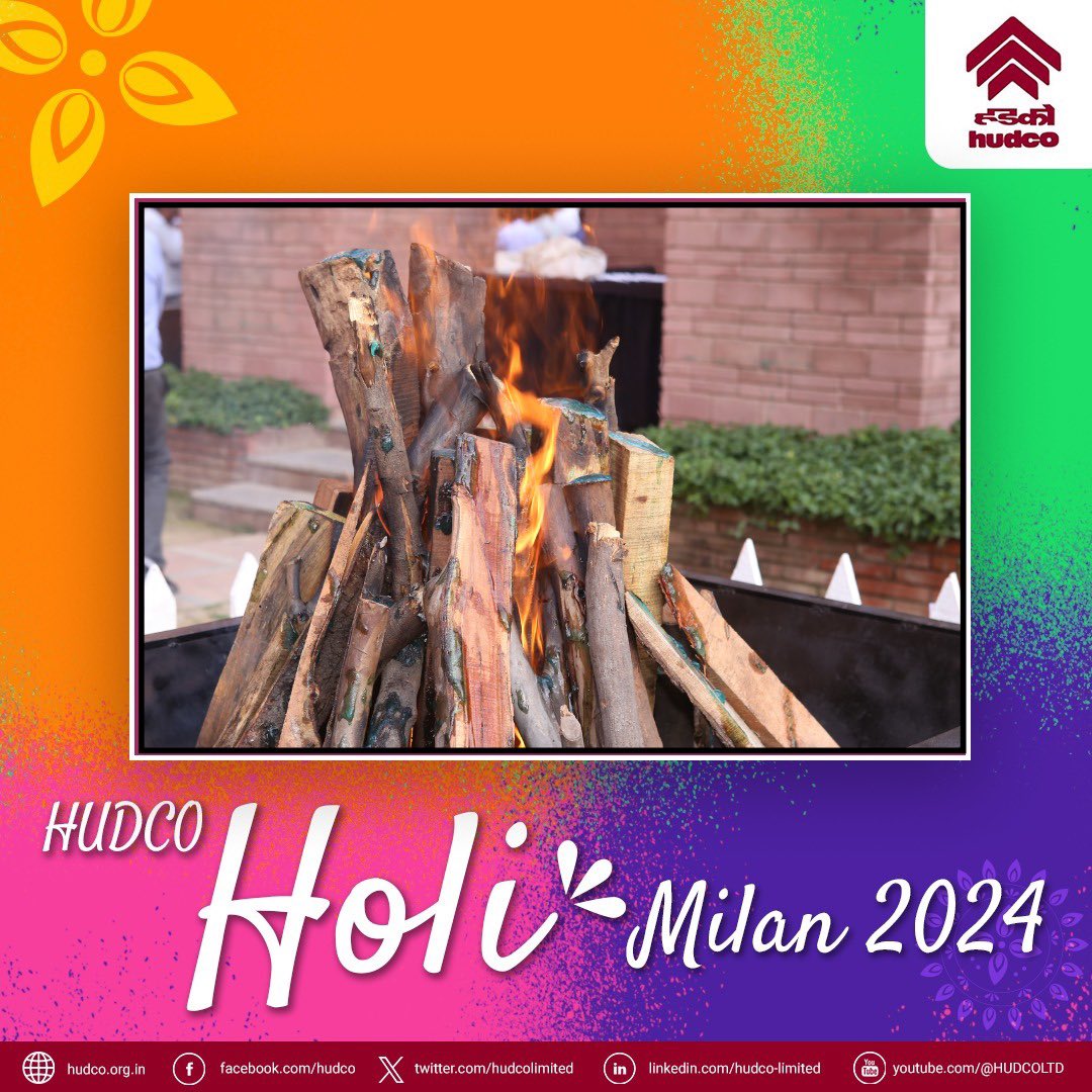 Igniting the sacred flame of Holika Dahan, Shri Sanjay Kulshrestha, #CMDHUDCO, leads the way towards purity and prosperity on this #Holi for the HUDCO team. #HUDCOHoliMilan2024 #HolikaDahan #Holi2024