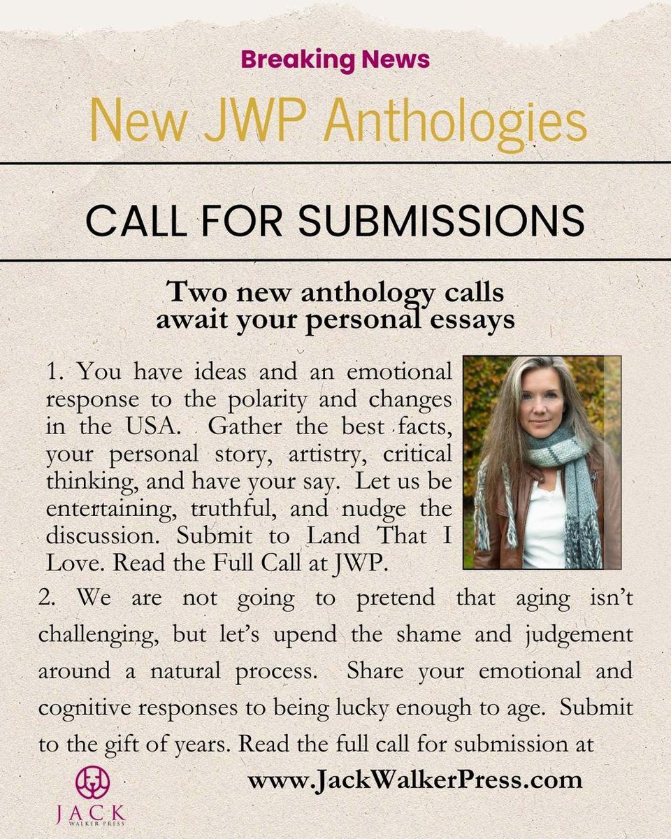 Call for Submissions: Voices Anthology Series
▸ lttr.ai/AQhBN

#CallForSubmission #PublishYourEssay #PlanedAnthologies #VoicesSeries #PersonalEssay #JackWalkerPress