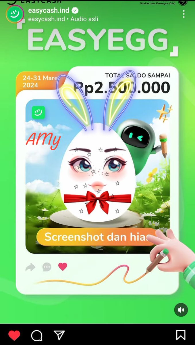 amy96jaya's tweet photo. Sukses selalu @easycashid
Ayo Ikutan
@rizkyarum92
@coffiebreak4
@ipw86wijaya
#easycash #Easyegg #Giveaway https://t.co/1BySAxlCKa