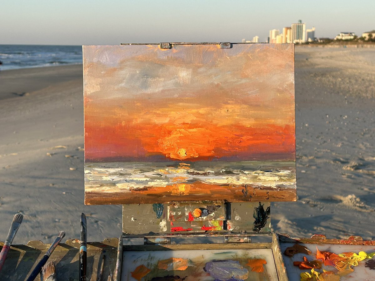 Easter Sunrise 9x12 Oil 3/31/24 #MyrtleBeach