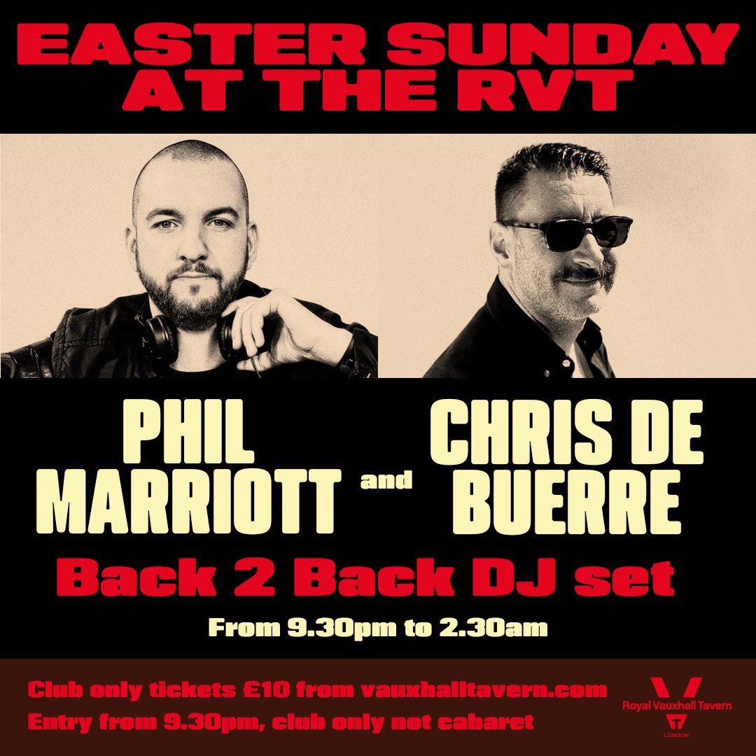 ⭐️ Happy Easter! We’ve received a lot of messages about today. 📝 PLEASE NOTE: You can pay on the door for cabaret with @myradubois and @marymacofficial from 4pm; for club night with @phil_marriott and Chris De Buerre online tix here shorturl.at/fqu29 or pay on the door.
