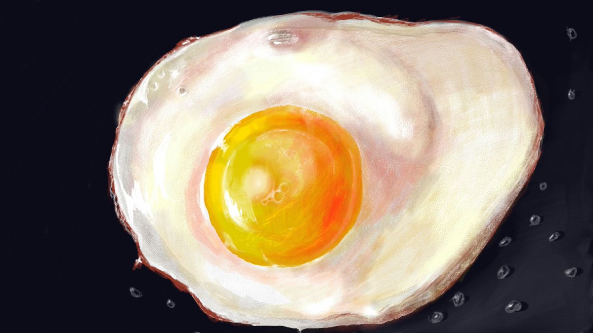 #再三彩度
お題「さいど」。
サニーサイドアップ（目玉焼き）を描きました。使ったソフトはWiiUの絵心教室です。