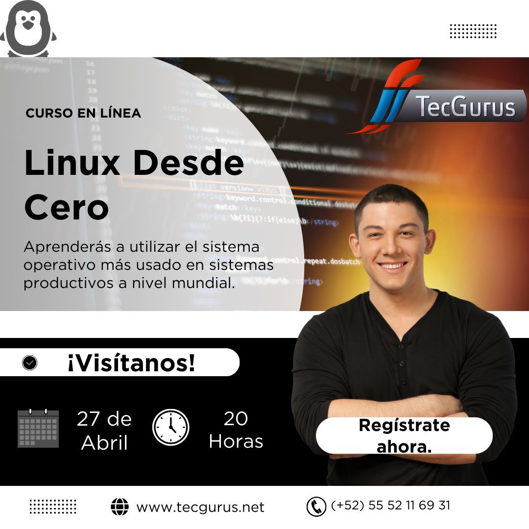 tecgurusnet's tweet image. ¡Conviértete en Experto de Linux! 💻
🚀 Inicia tu camino el 27 de Abril con el curso &quot;Linux Desde Cero&quot; de Tec Gurus.

Desarrolla habilidades prácticas.
¡Linux es libre, y tu conocimiento también lo será! 🌐

👉 ¡Inscríbete! buff.ly/3TCxGV4

 #LinuxExpert #SoyGuru #Avanza
