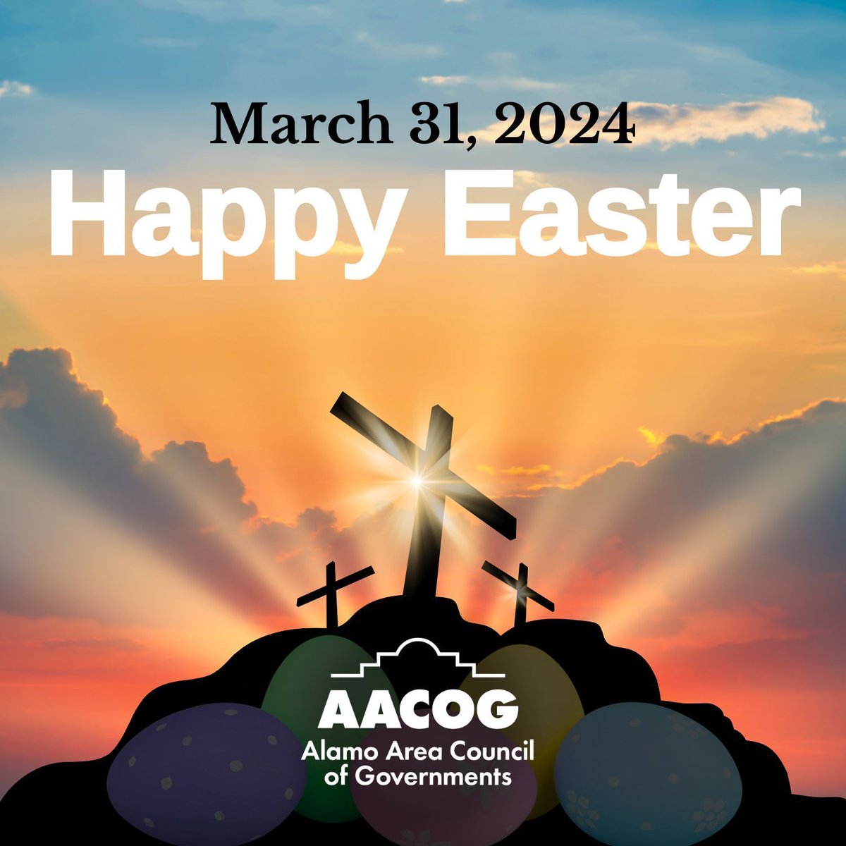 AlamoAreaCOG's tweet photo. From our #AACOG family to yours, wishing everyone a blessed, safe and fun Easter! #EasterSunday #Easter2024 https://t.co/2zKIs7tjCY