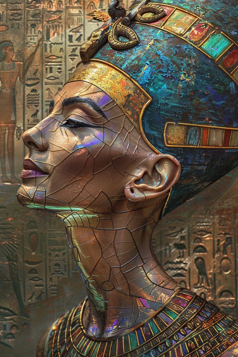 Queen Nefertiti: A name that echoes through time, merging beauty with profound wisdom. Her gaze ignited a revolution, her spirit a guide to the divine. Immortalized in stone, she transcends mere art, embodying the ancient wisdom that dances with the stars.
#AIart #aicreators