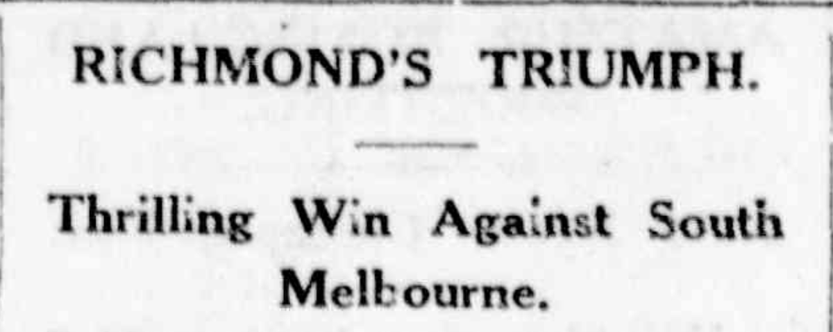rhettrospective's tweet photo. Using historical headlines to summarise Richmond's 2024 season.

Round 4 victory,  through the eyes of 1934 https://t.co/WFNNOVsCg5
