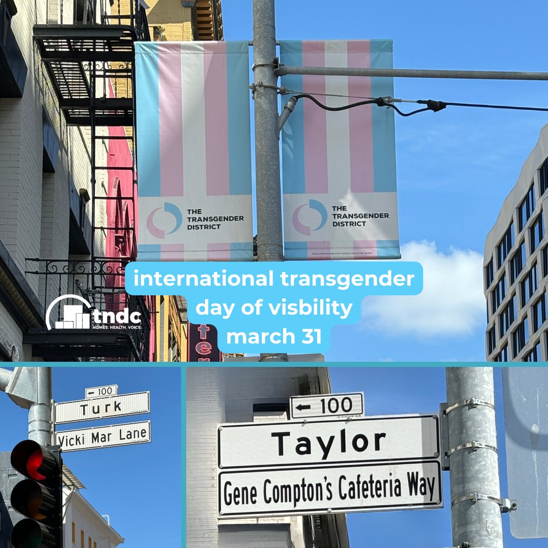 From our Tenderloin HQ located in San Francisco's recognized Transgender Cultural District, TNDC observes International Transgender Day of Visibility. #tndc #transdayofvisibility #transgender #TransCulturalDistrict #InclusionMatters #TransPride #VisibilityMatters