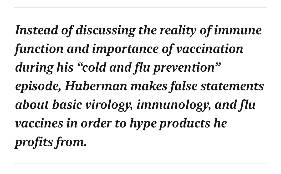 Prior to writing the piece in @Slate about Huberman’s bad science, I dissected his cold & flu prevention episode in a 4-part newsletter. One piece is solely on his egregiously false claim about immune response to viruses & memory immunity. ⬇️⬇️⬇️ open.substack.com/pub/immunologi…