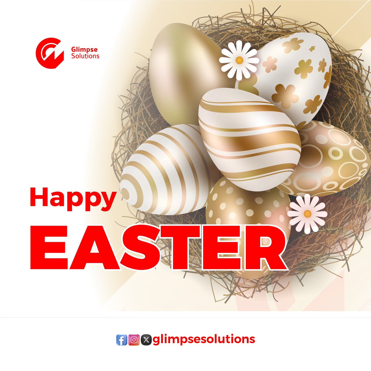 Sending joyful Easter wishes from Glimpse Solutions! May this special time bring you refreshed optimism, affection, and abundant blessings. May your Easter be delightful, brimming with joy and tranquility. #HappyEaster #EasterCelebration #GlimpseSolutions