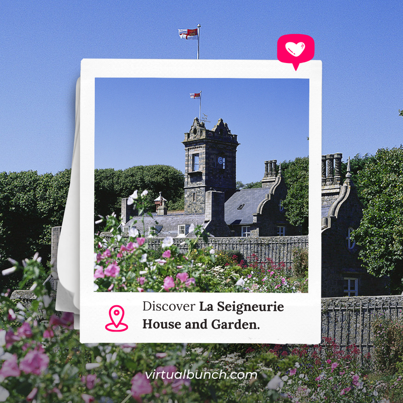 📌 During your holiday on the island of Sark, don't miss out on visiting La Seigneurie House and Garden. With decorative gardens, seventeen flights of stairs and almost always two routes in and out of rooms, this place is incredibly complex and worth exploring. #VirtualBunch