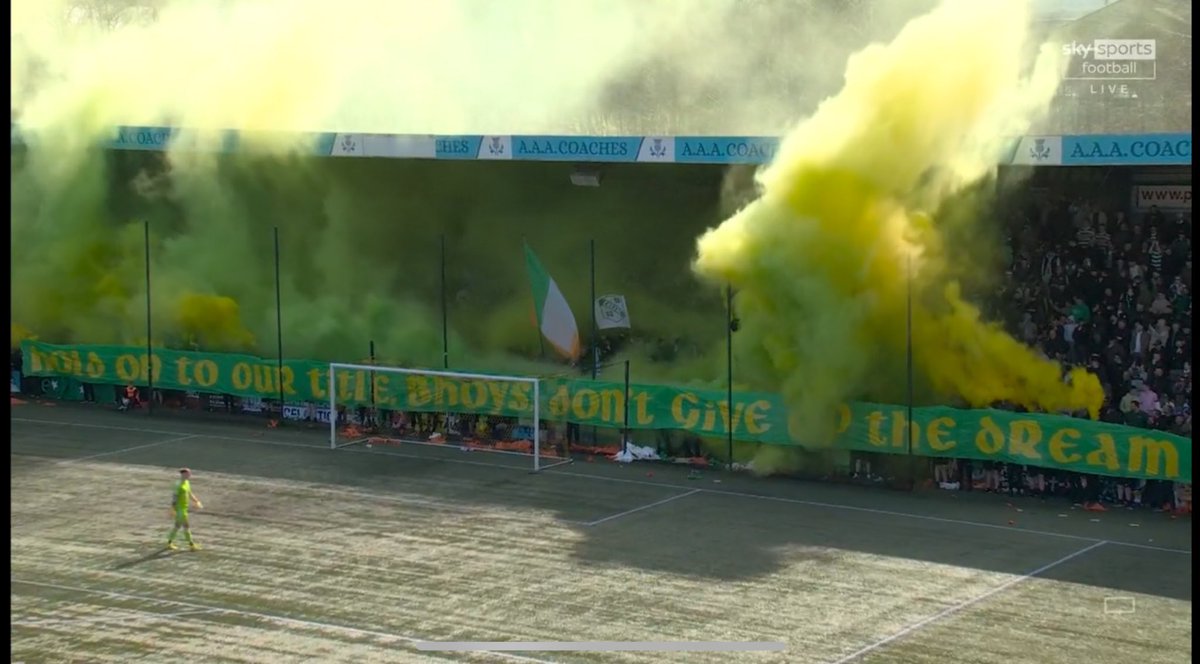 Green Brigade banner and pyroshow at the start of the 2nd half 

<a href="/CelticFC/">Celtic Football Club</a>