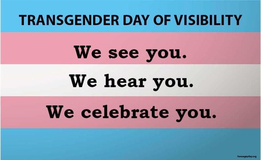 Happy Trans Day of Visibility to our trans and nonbinary members and friends! Each one of you makes the LGBTQ+ rainbow brighter! #AllAreWelcome #TDOV #BetterWithTheBand