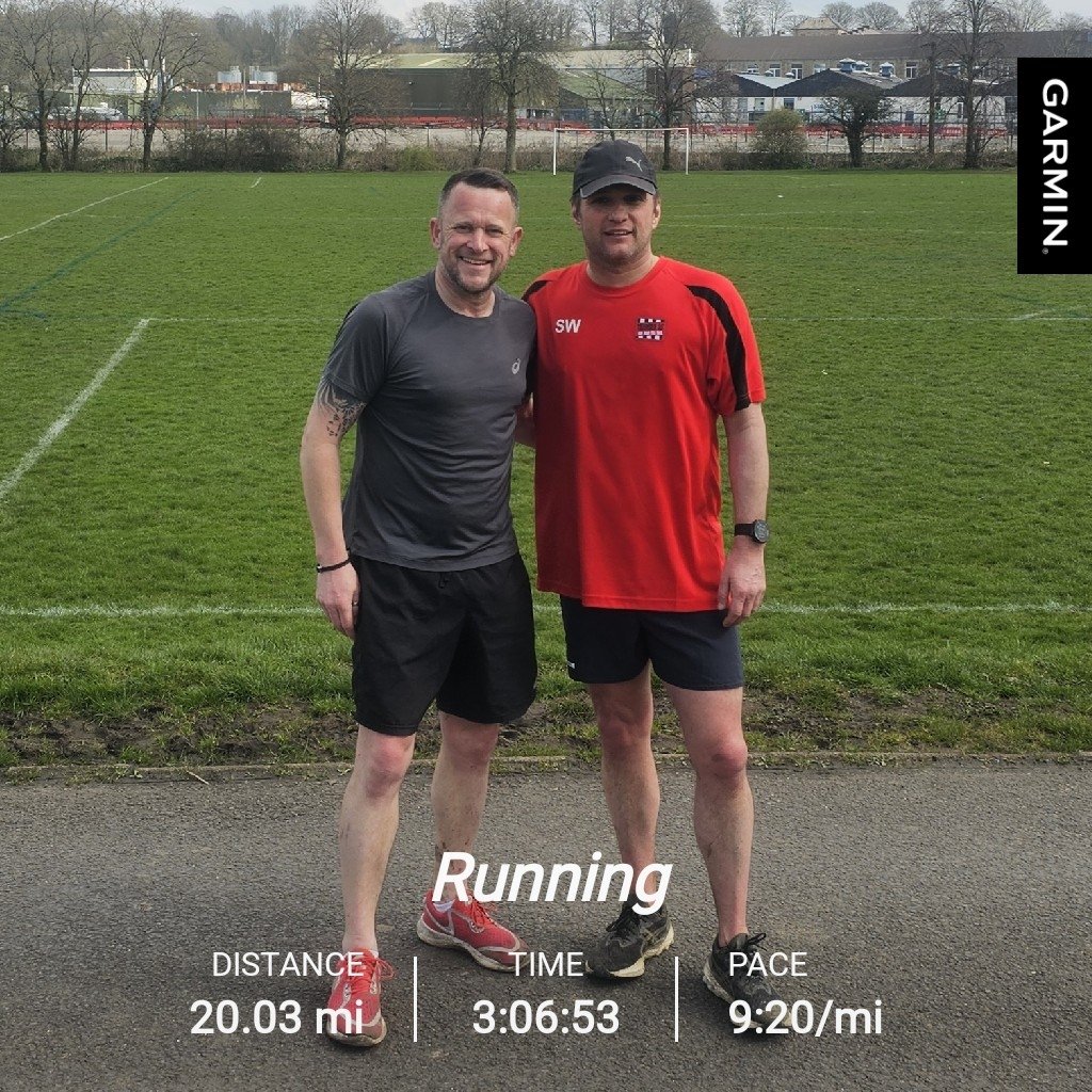 AndrewCByrne's tweet photo. 20 miles on the plan, 20 miles completed with @wesly001 ππ½ββοΈ #marathontrainingplan #running https://t.co/jMIPjTobnI