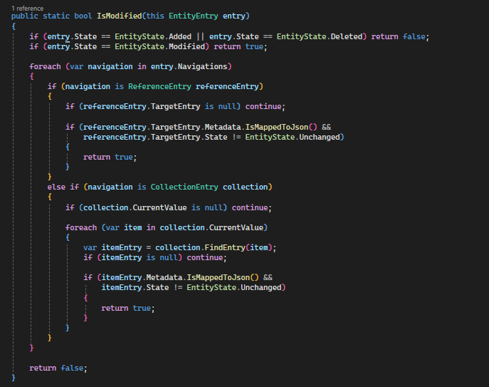 This caught me off guard.
With the introduction of JSON columns in #efcore, checking the parent's state is no longer a simple task. #dotnet