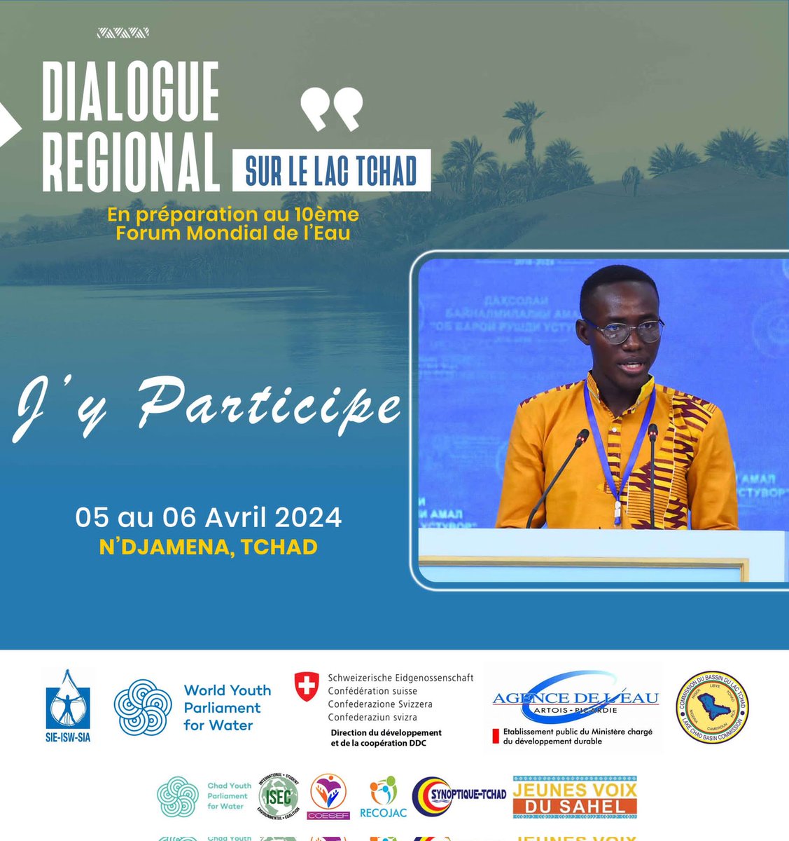 𝘿𝙞𝙖𝙡𝙤𝙜𝙪𝙚 𝙧é𝙜𝙞𝙤𝙣𝙖𝙡 𝙨𝙪𝙧 𝙡𝙚 𝙇𝙖𝙘-𝙏𝙘𝙝𝙖𝙙

Les Jeunes Voix du Sahel prendront part à cet important événement sur le Lac Tchad du 5 au 6 Avril organisé par le @ParlementEau
