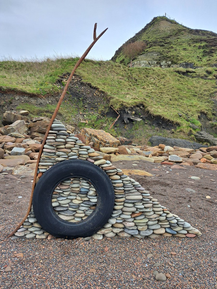 Debris Arrangement. Pebbles,tyre and railway lines. South Beach,Cumberland. #tideline #temporary #debris #industrial #colliery #arrangement