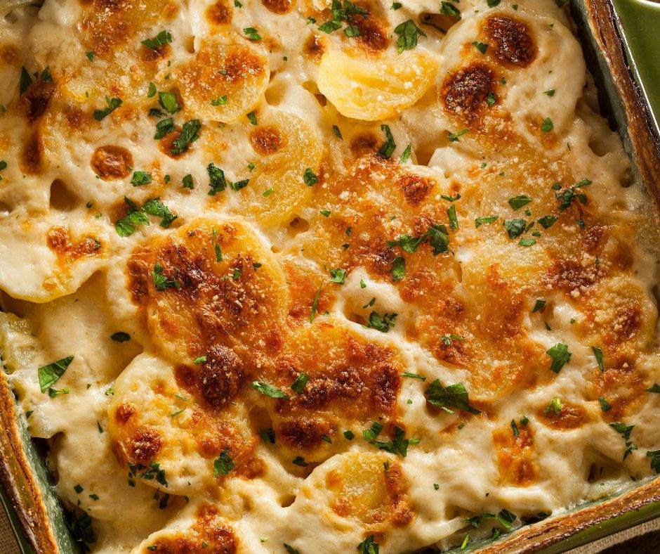 The ultimate comfort food right in your own kitchen! Made with layers of tender potatoes and a rich, creamy, aromatic sauce, scalloped potatoes with cheese are so delicious! With a few simple ingredients, you can make a homemade recipe that is perfect for your table this Easter!