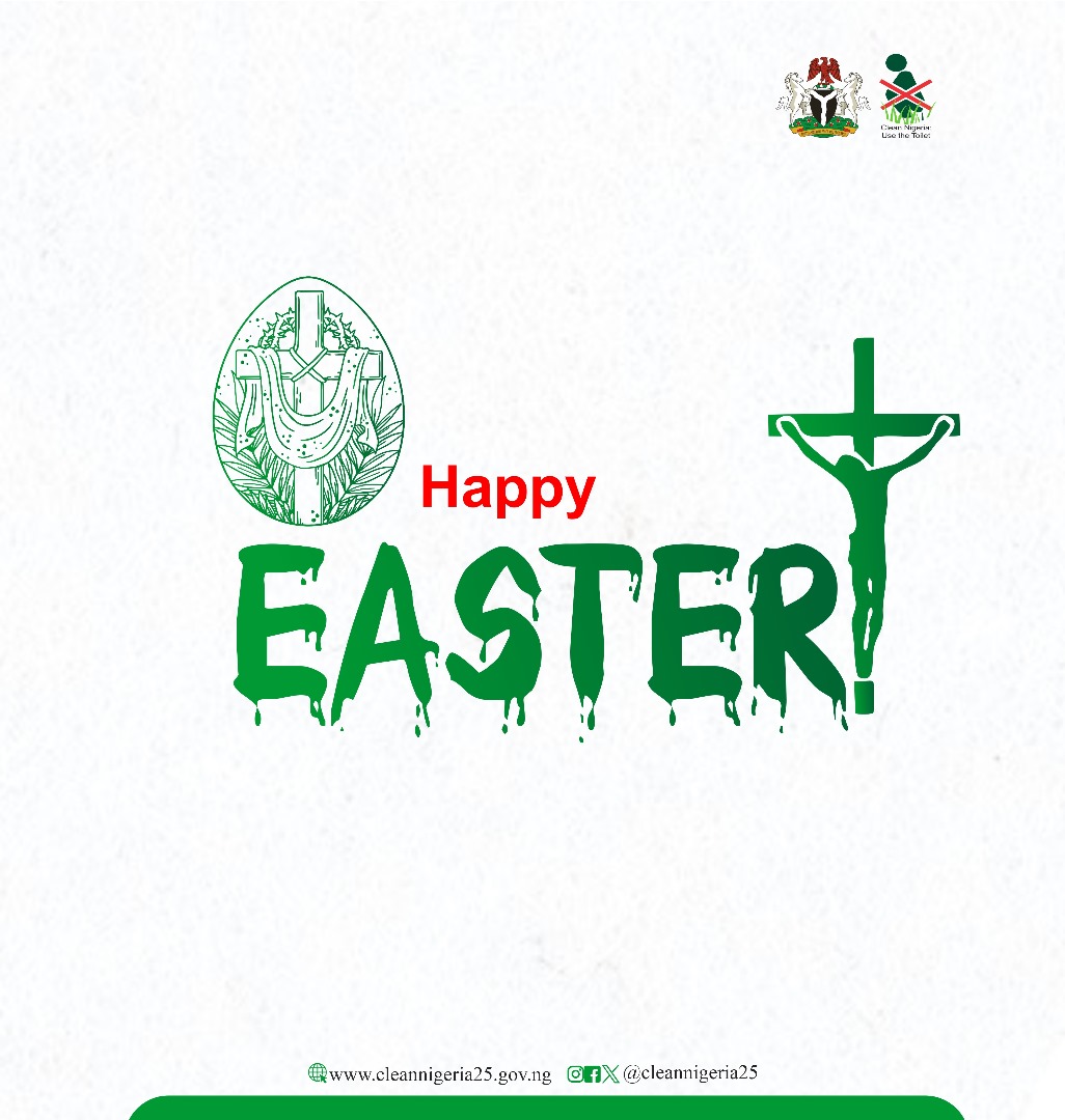 As we celebrate this season of renewal and hope, let's also remember our commitment to a cleaner, healthier Nigeria. 🇳🇬 Join us in the Clean Nigeria: Use the Toilet campaign. Together, we can end open defecation and ensure access to safe sanitation for all. 💧🚽 #Easter2024