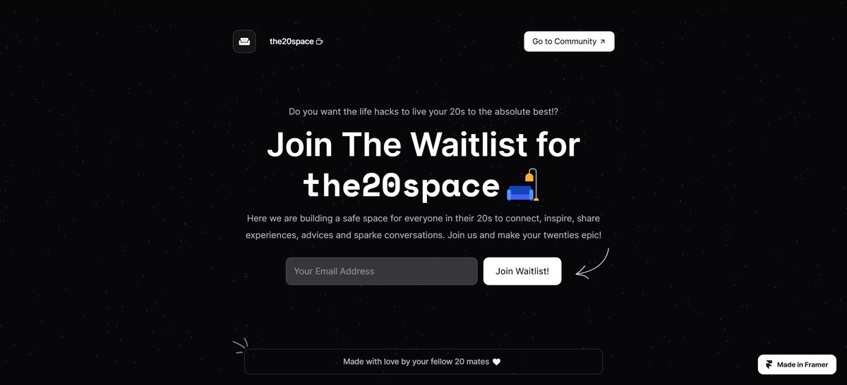 the20space's tweet photo. We are cooking something! Join the waitlist noww🛋️
https://t.co/Fcpve6ZHYa

#buildinpublic https://t.co/7hygOzDU0Z