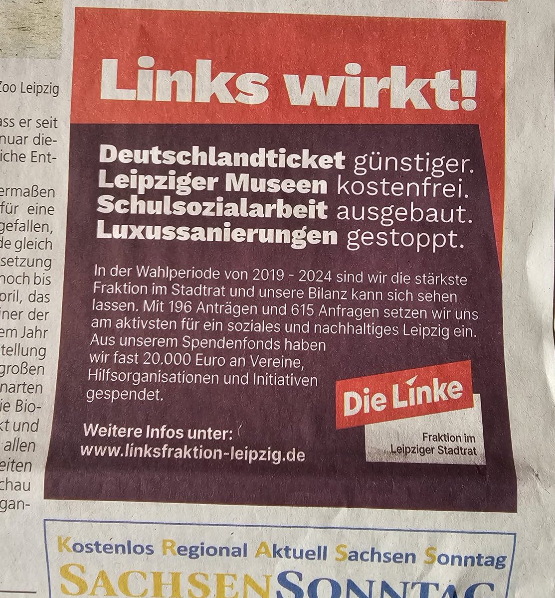 LinksfraktionLe's tweet image. Besondere Osterüberraschung im heutigen SachsenSonntag. Teile unserer Bilanz für die letzten fünf Jahre Arbeit im Leipziger Stadtrat. 
#Bilanz #Stadtrat #Leipzig #DieLinke