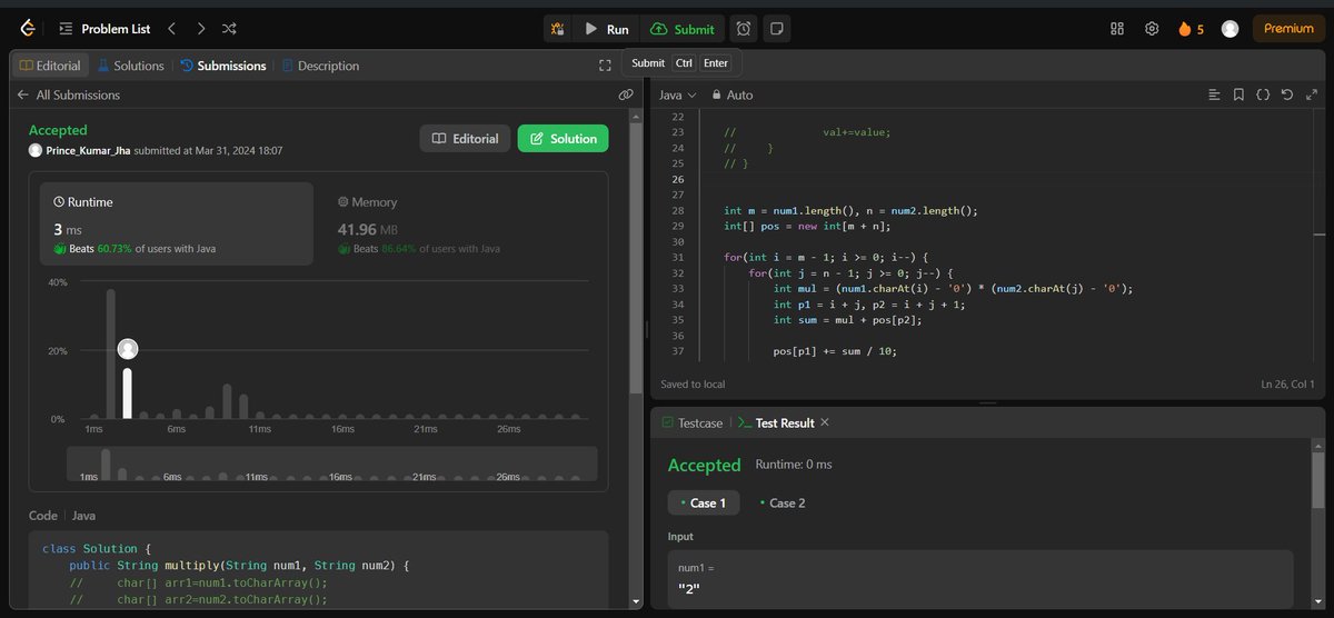 Day 24 of #100DaysOfCode  Solved daily leetcode challenge :-      

✅Problem number  2444(Count Subarray)  and 
✅ Problem 43(multiply Strings)
✅Started with Recursion today 
✅revised all the hooks in react
   
#100DaysOfCode 
#LearnInPublic 
#webdevelopment 
#100xDevs