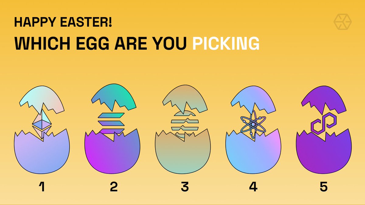 Happy Easter 2024! 🐣 We hope you have an egg-cellent Easter Sunday! May your baskets be filled with profit, and may your portfolios bloom with success. Join the fun and discover your favorite crypto eggs ↩️