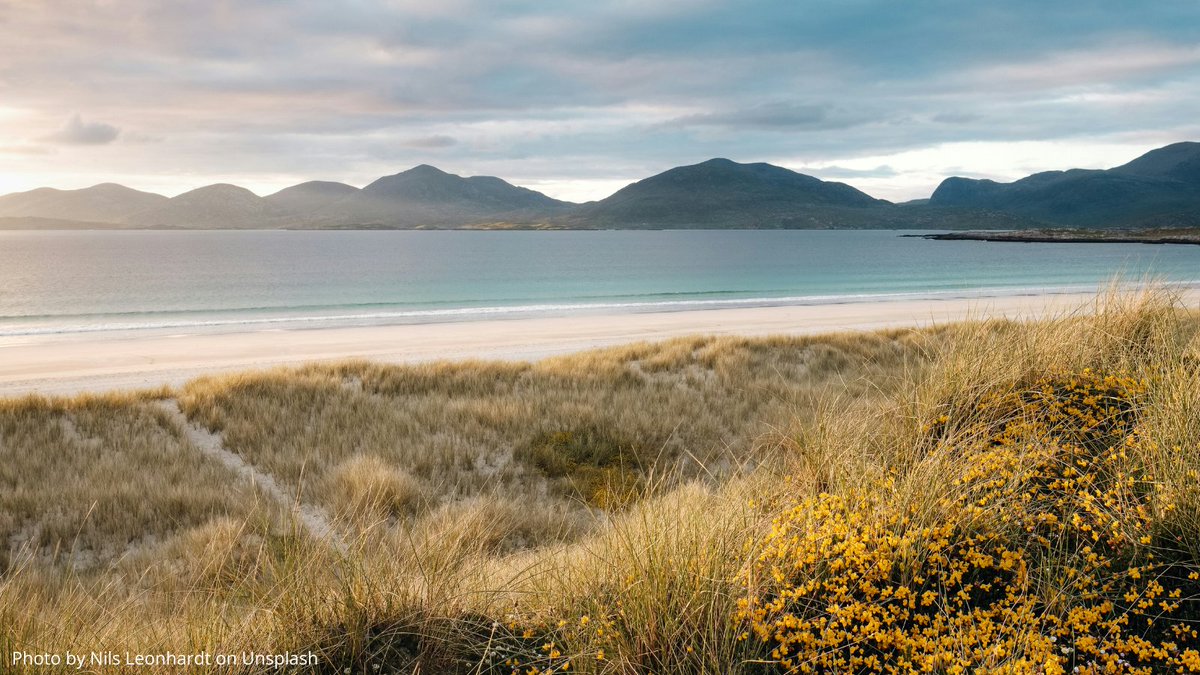 #DaylightSaving = more time to spend in Scottish nature. 💚 Beautiful photo of Luskentyre Beach, Isle of Harris at sunset by Nils Leonhardt. 📷