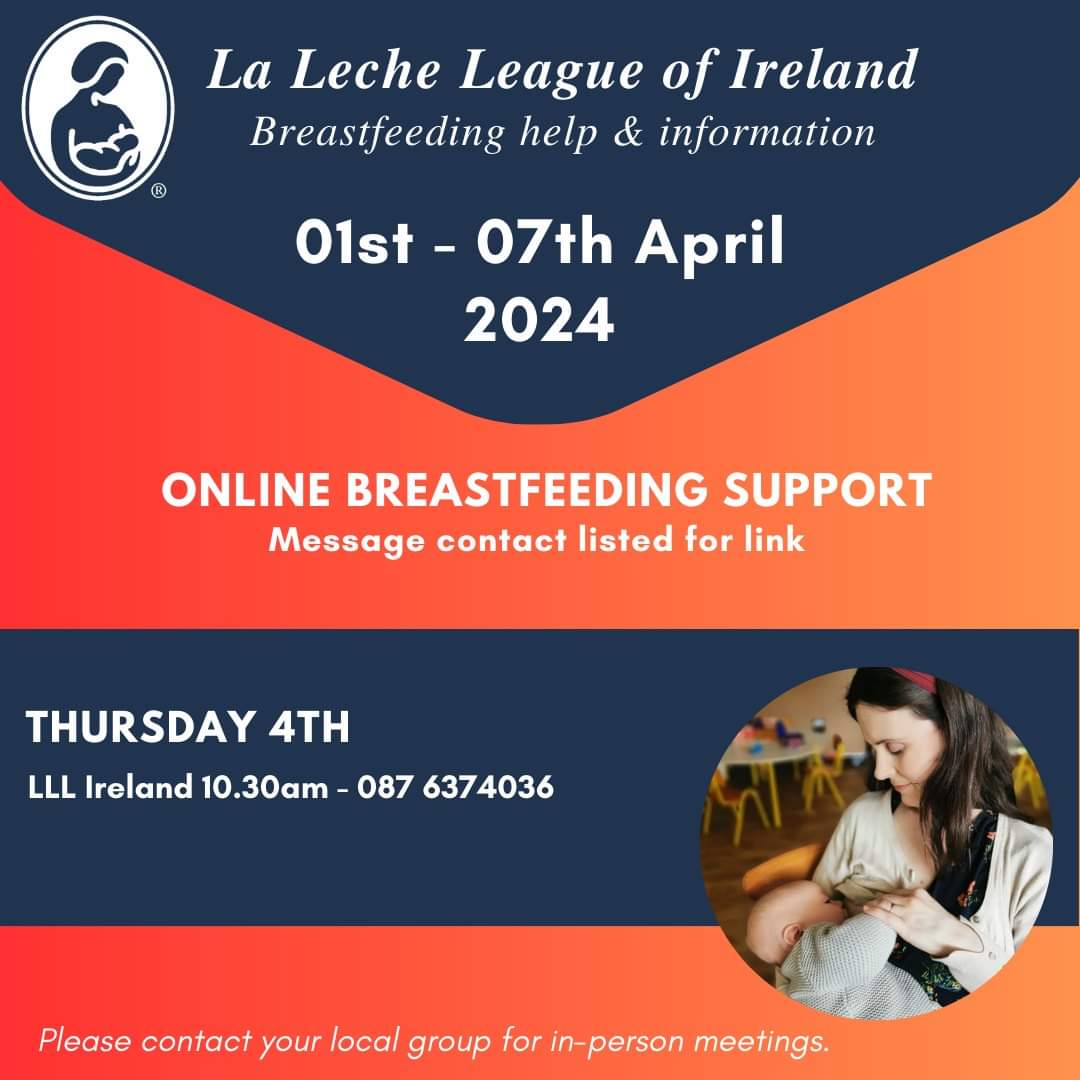 We have one online meeting this week, which anyone in any part of the country can join. Just pop a message onto the contact listed and they will forward you the link to join. ❤️ You can find details of the Group closest to you on our website here: lalecheleagueireland.com/groups/