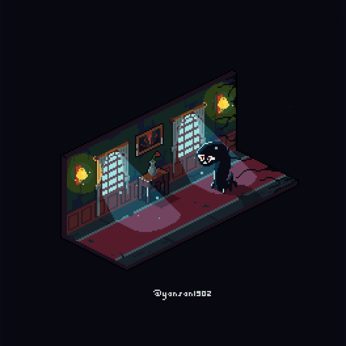 yansan_io's tweet photo. Trying to make horror but it turned out like this.

#pixelart #Retro #ドット絵 #픽셀아트 https://t.co/JhVh1Lo6jP