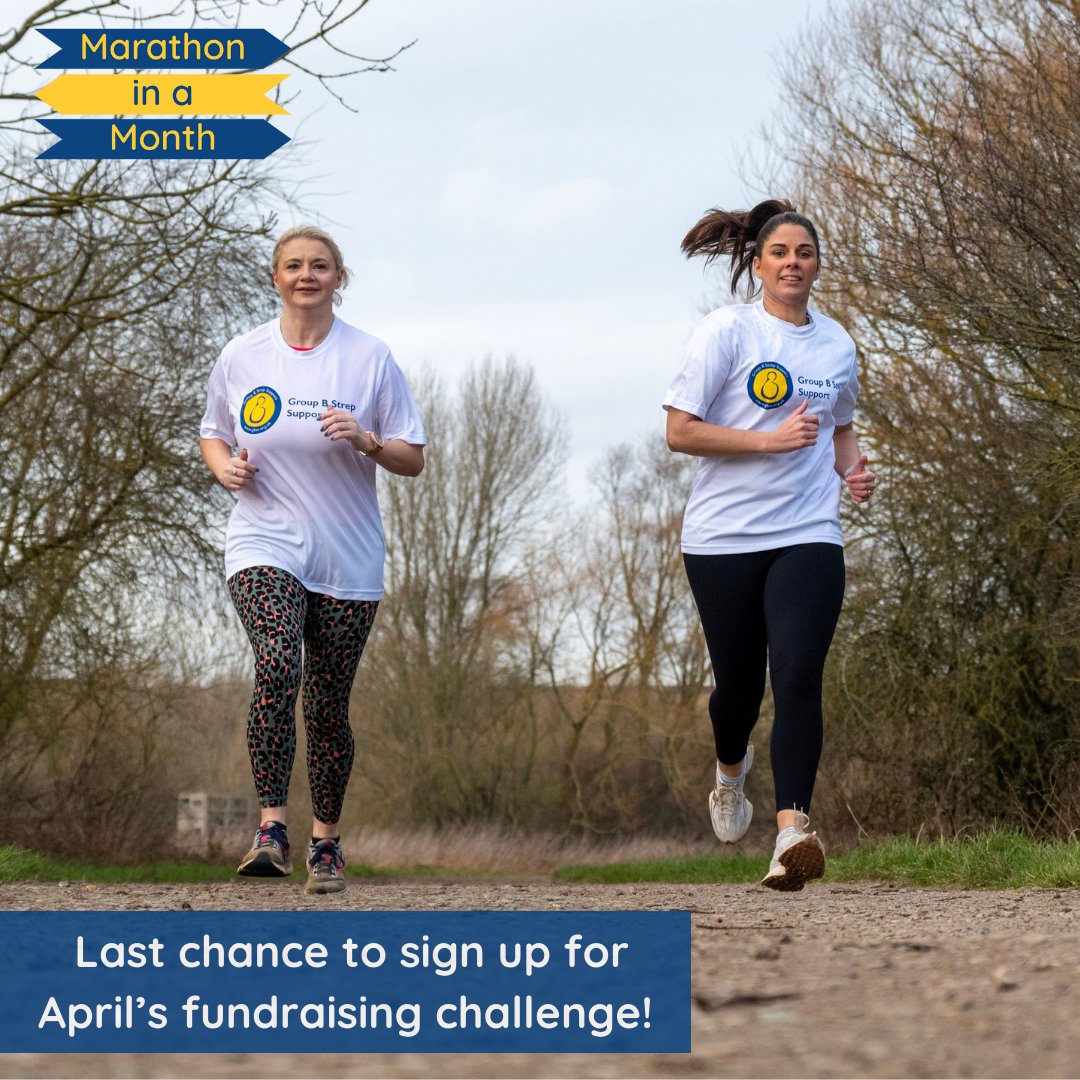 Want to have fun and get active after enjoying your chocolate eggs?

Sign up for our Marathon in a Month challenge!

It kicks off tomorrow so sign up and get your FREE T-shirt! 🏃‍♀️

Register here: ow.ly/HIsu50R5p2j 

#Fundraising #GroupBStrepSupport  #CharityFundraising
