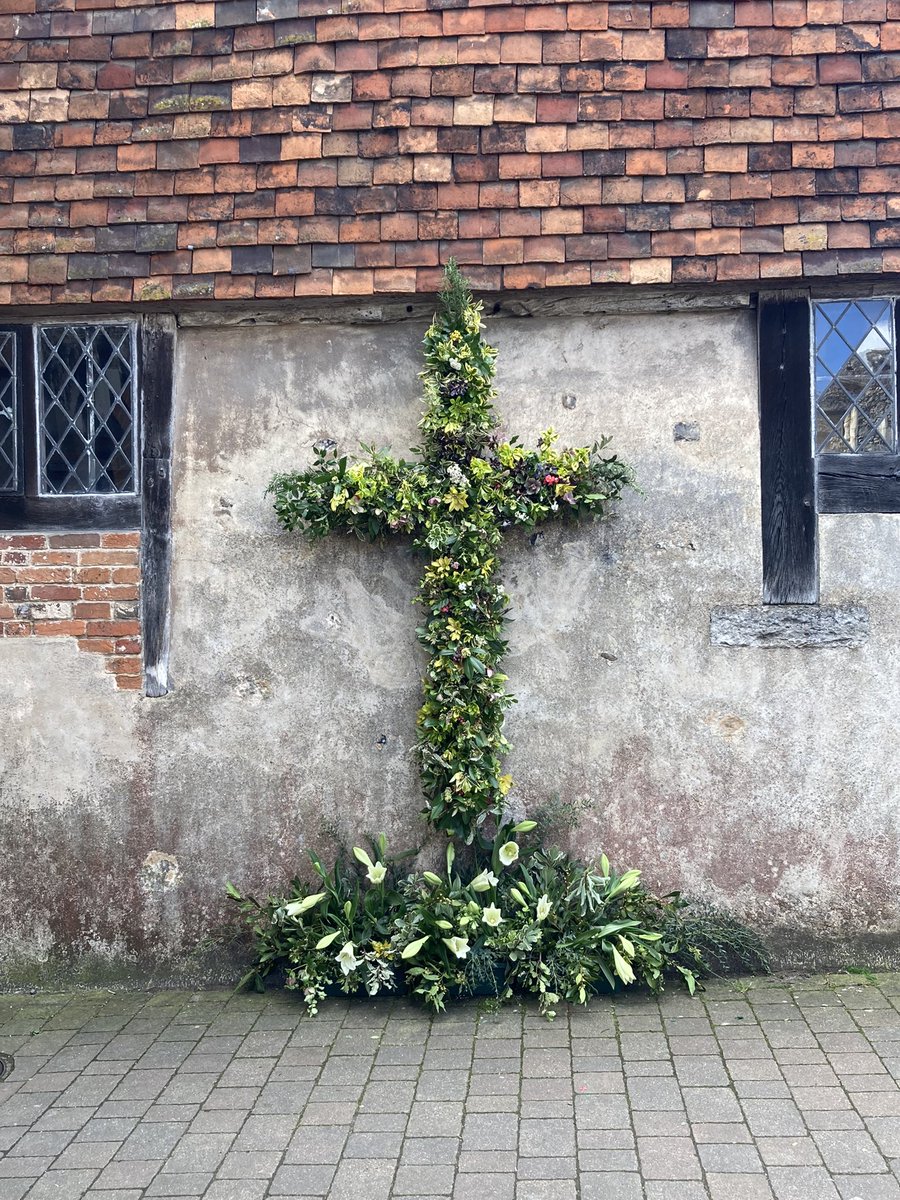 I love this annual outdoor floral arrangement at our neighbouring St Swithuns church. Easter joy! Happy Easter. #joy