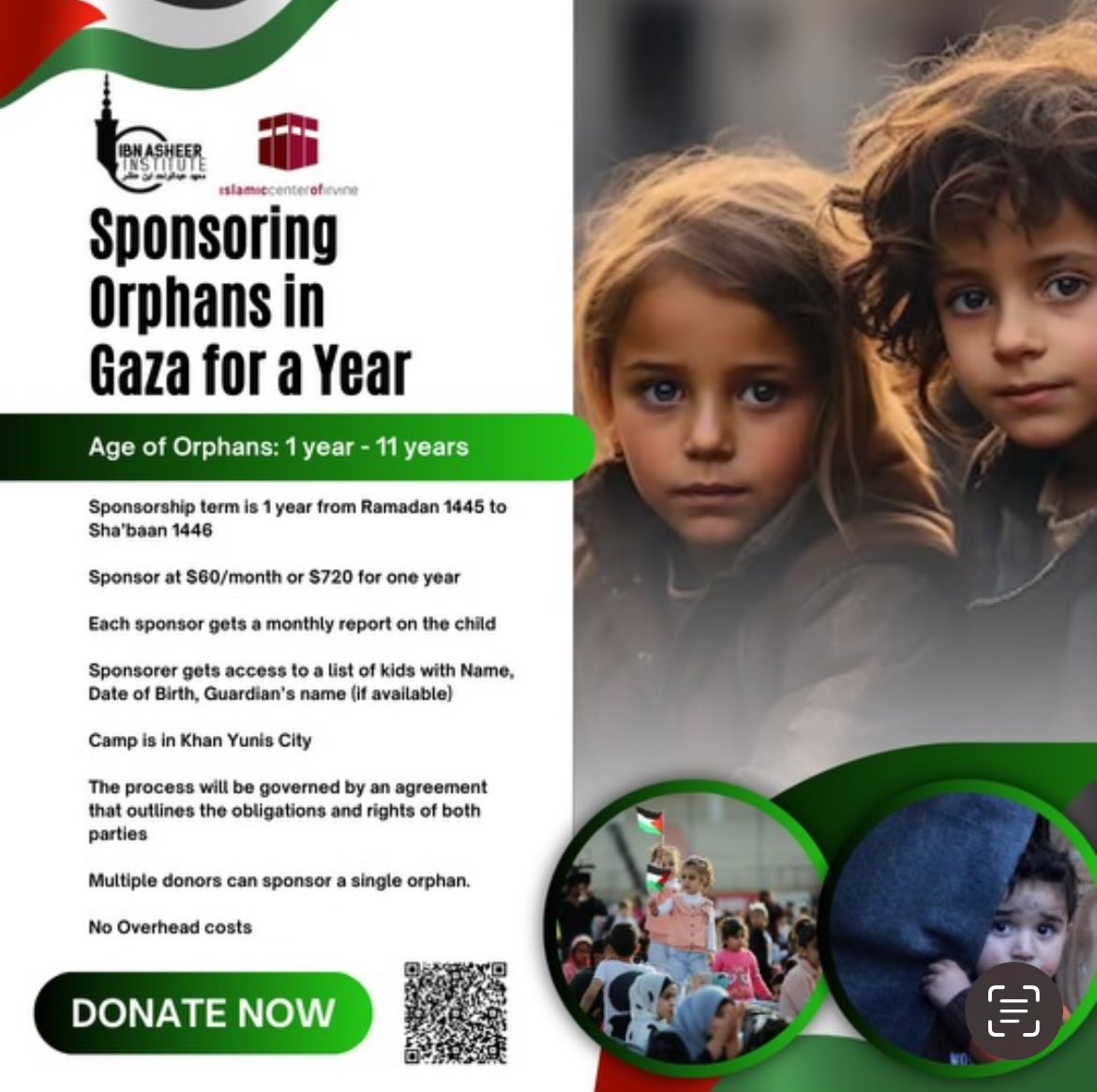 CryptoZakat_io's tweet photo. We are partnered on the ground w/ a local NGO to ensure all needs of these children are accounted for (food, shelter, clothing, education, etc) at $60/month for each orphan. Our US 501c3 partner is volunteer-run w/ zero admin overhead; 100% of your donations go to Gaza (2/4) https://t.co/ntZM8lBz2p
