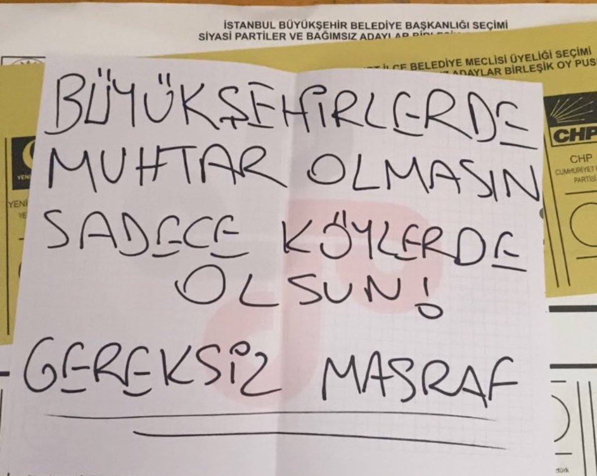 Muhtarlar kaldırılsın yerine öğretmen atansın!
Muhtarlıklar kreş olsun!