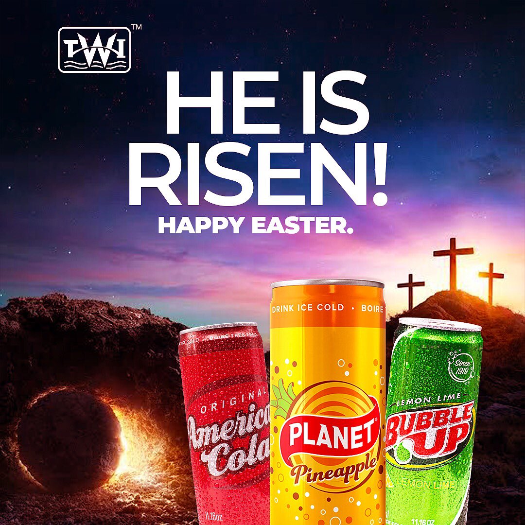 He Is Risen. Happy Easter 🐣 #americancola #bubbleup #planetdrink #twelliumghana