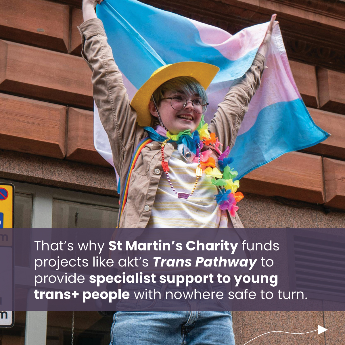This #TransDayOfVisibility, we’re putting a spotlight on the work done by @akt’s Trans Pathway, a project funded by St Martin-in-the-Fields Charity’s Frontline Fund. The project has supported over 70 trans+ young people to date. Read more: loom.ly/nXPI-GI