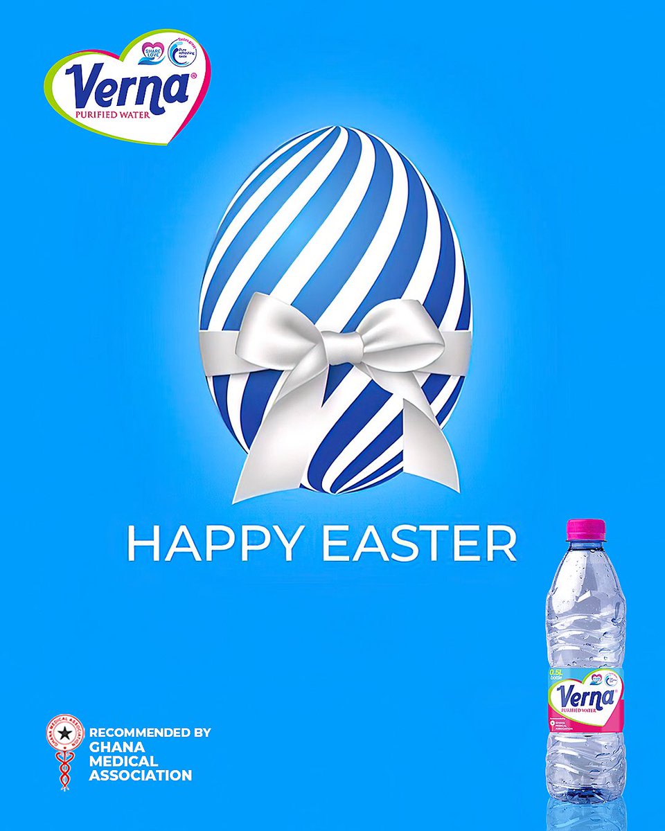 Christ is risen! He is risen indeed! Happy Easter 🐣 Everyone! Keep Hydrating With Verna 👍 & Stay Happy Verna Mineral Water Recommended by Ghana Medical Association #VernaPurifiedWater #VernaSharingLove #TwelliumGhana #StayHydrated #ShareLove #Ghana