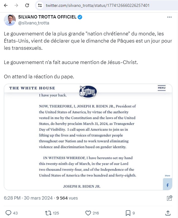 DebunkersD's tweet photo. @silvano_trotta raconte des salades COMME D'HABITUDE. Le 31 mars n'a pas été choisit par #Biden, c'est un jour INTERNATIONAL: https://t.co/mmg6sEvQOR. Quand aux opinions religieuses de Biden elles sont bien connues: https://t.co/Br9NU8ng2K https://t.co/O3b8aLzWNx