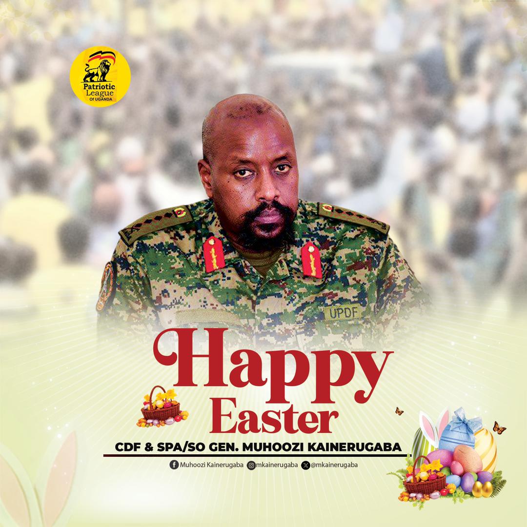 Happy Easter wishes from the Chairman PLU @mkainerugaba/ CDF to the nation and all PLU supporters! May the miracle of Easter fill your heart with hope and peace🙏