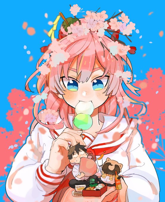 「ピンク髪 和菓子」のTwitter画像/イラスト(新着)