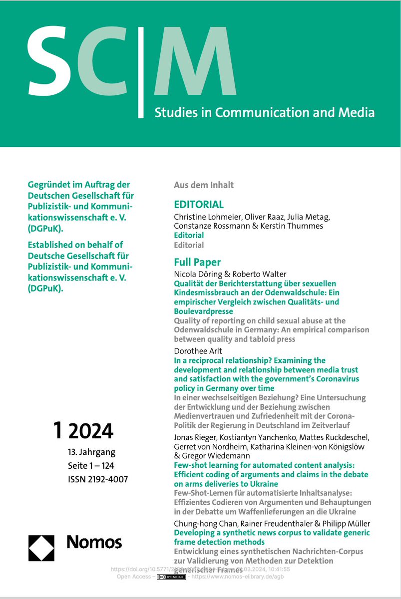 Here comes our special gift for the Easter Holidays: New pieces of inspiring #openaccess communication research. Enjoy great content! doi.org/10.5771/2192-4…